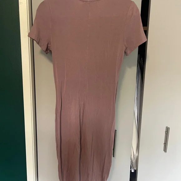 Dynamite Pink Ruched Wrap Midi Dress - Picture 2 of 3